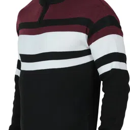 glaucus Men Striped High Neck Multicolor Sweater image 3