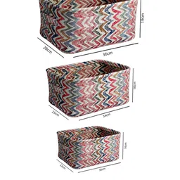 FABINALIV Red & Blue 3 Pieces Zig Zag Printed Rectangular Multi Purpose Organisers image 5