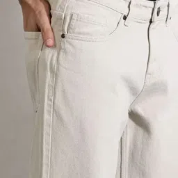 white leapard Men Loose Fit Mid Rise Beige Jeans image 3