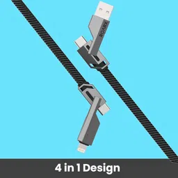 RoarX Lightning Cable 6 A 1 m Original quality 4 in 1 Metal Braided Cable Fast Charging 60W data cable with lightning to type C, type C to C, Lighting to type A compatible for iPhones, iPads, Macbooks, Samsung phones, Type C Laptops image 4