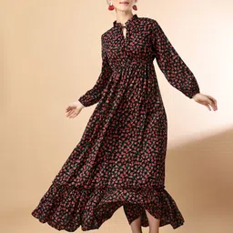 zwerlon Women Fit and Flare Red Maxi/Full Length Dress image 5