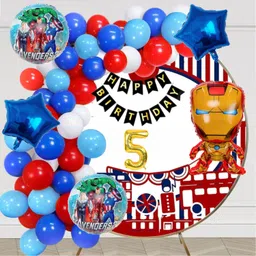 aoes Iron-Man 5th Birthday Decoration Kit Superhero Theme Balloons & Banner Combo image 1