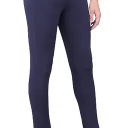 Women Regular Fit Dark Blue Cotton Blend Trousers-image-21