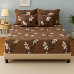 shruvis ekart Woolen King Fitted (Elastic) 400 TC Printed Bedsheet image 1