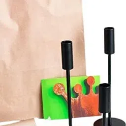 thing maker Elegant Black Candle Holder Set, 3-Pack for Tabletop & Home Decor Iron Candle Holder Set image 5