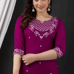 kriska Women Viscose Rayon Kurti Pant Set image 4