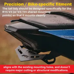 ubom |UB2JET| Tail Tidy for R15 V3 & V4 Matte Black Bike Number Plate image 4