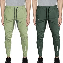 avolt Pack of 2 Men Solid Light Green, Olive Track Pants-picture-23