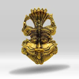 svc handicrafts Metal Narsingh Kirtimukha Wall Hanging with Shesh Naag (Gold_6 INCH) Decorative Showpiece-15 cm image 5