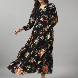 raiyani enterprise Women Fit and Flare Gold Midi/Calf Length Dress-picture-21