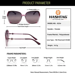 hashtag eyewear Polarized, UV Protection, Gradient Retro Square Sunglasses (55) image 4