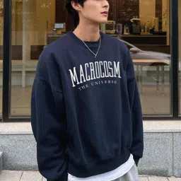 quin fletcher Men Graphic Print Round Neck Dark Blue Sweater-picture-28