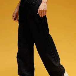 levorce Men Loose Fit Mid Rise Black Jeans image 5