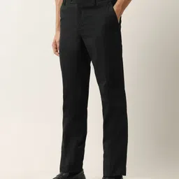 arrow Men Tapered Black Polyester Trousers image 2