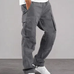 kotty Men Relaxed Grey Viscose Rayon Trousers-picture-12