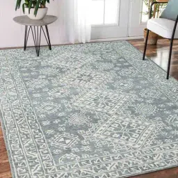 Grey Persian Wool And Viscose 4 ft x 6 ft Hand Tufted Carpet by Saraswati Global-image-67