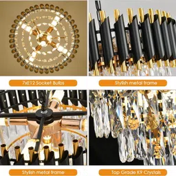 msm crystal Black gold polish metal 500m chandelier hanging ceiling pendant jhoomer Chandelier Ceiling Lamp image 5