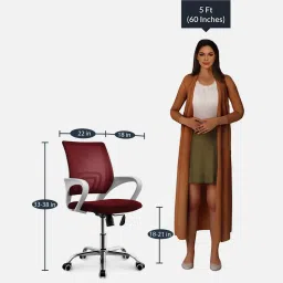 furniturstation Mesh Breathable Mesh Ergonomic Chair in Red & White Colour image 2