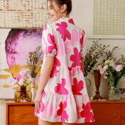 sugathari Women A-line Pink Knee Length Dress image 2