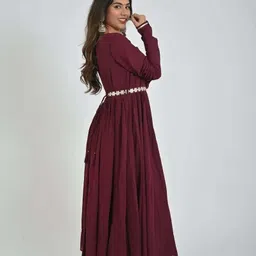 house of paral Solid Viscose Rayon Stitched Straight Gown image 3