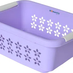 homestic Plastic Rectangle Shape Plastic Storage Basket, Storage Organizer Small (Purple) Storage Basket-picture-20