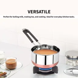 narv Stainless Steel Copper Base Sauce Pan Tea Pan, Milk Pan 3 Set Gas Compatible K1 4.3 inch, 5.9 inch, 6.6 inch Lid Set, Pack of 6 image 3