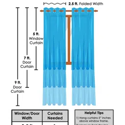 Bedspun Off White & Grey Set of 2 Floral Long Door Curtain image 4
