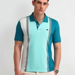 Arrow Sport Men Colourblocked Polo Collar Casual T-shirt image 4