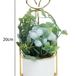 TAYHAA Blue & Gold-Toned Rose Artificial Flower With Pot image 3