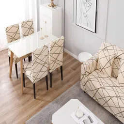 HOKIPO Beige & Green 1 seater Printed Polyester Sofa Cover image 2