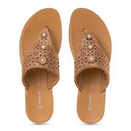 Khadims Laser Cuts Embellished T-Strap Flats image 5