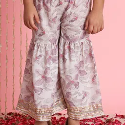 Readiprint Fashions Girls Floral Printed Empire Gotta Patti Pure Cotton Kurti With Sharara image 2