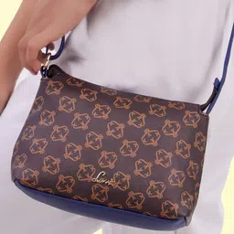 Lavie Brown & Navy Blue TOPMO CSB Ethnic Motifs Printed Structured Sling Bag-picture-28