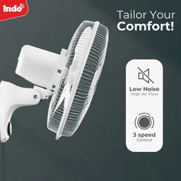 indo ELLIE 16" High speed wall fan |2200 RPM | 3-Speed Control | Warranty: 2 Years| 400 3 Blade Wall Fan image 3