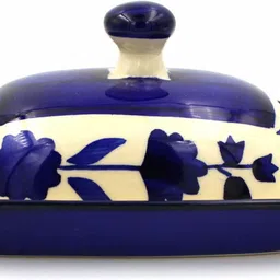 potzo Ceramic Butter Dish with Lid, 250 ML, Mughal Painting Design Butter Dish image 2