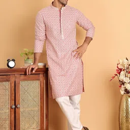 jompers Men Embroidered Viscose Rayon Straight Kurta image 4
