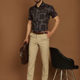 Indian Needle Classic Regular Fit Abstract Printed Cotton Formal Shirt image 5