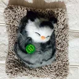 Mehrroots Sleeping Cat Plush with Sound Decorative Showpiece - 5 cm-image-1