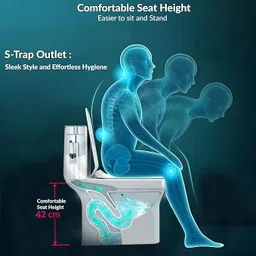 cara mark one piece toilet seat/one piece commode/Commode With Seat-S Trap Floor Mounted Western Toilet with soft close sheet cover With Sleek Design Western Commode image 4