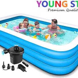 ecom bharat PREMIUM 10 Fts LENGTH AND 6 Fts WIDTH RECTANGULAR WATER SWIMMING POOL Inflatable Swimming Pool, Inflatable Toy Pump-picture-11