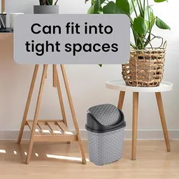 kuber industries 7 Liters Plastic Pedal Swing Lid Dustbin | Check Dhakkan- Grey Plastic Dustbin image 5