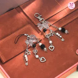 SNOWY SHOP 2 Pcs Y2K Star Beaded Phone Charm for Girls – Cute Bag Charm Mobile Chain Phone Charm image 2