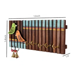 AAKRITI ART CREATIONS Brown Handcrafted Tribal Art Key Holder With 4 hooks image 5