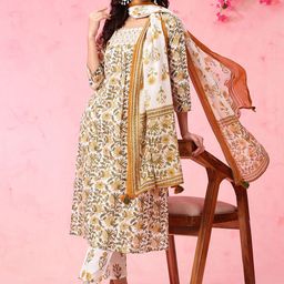 Anouk Women Ethnic Motifs Embroidered Empire Pure Cotton Kurta with Trousers & With Dupatta-picture-46