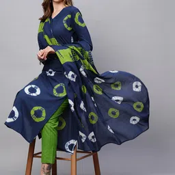 KALINI Bandhani Dyed Kurta with Trousers & Dupatta-image-96