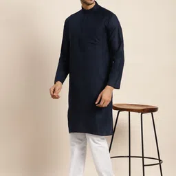 Anug by SOJANYA Men Navy Blue Kurta with Churidar image 5