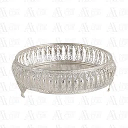 amaze craft impex German Silver Serving Tray For Your Coffee Table | Dinning Table | Office Table Iron Decorative Platter image 1