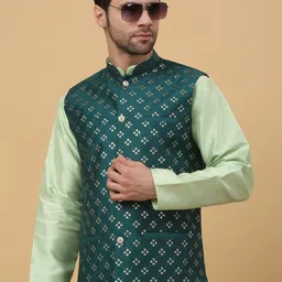 KRAFT INDIA Embellished Woven Nehru Jacket image 4