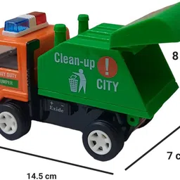 shree jee CLEAN UP CITY GARBAGE VEHICLE TOY WITH PULL BACK ACTION image 3