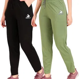 seaprint Pack of 2 Women Solid Black, Light Green Track Pants-picture-30